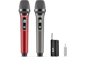 ‎JYX JYX Bezprzewodowy mikrofon UHF, 30 m, mikrofon do karaoke z odbiornikiem, podwójny mikrofon do PA karaoke, pudełko imprezowe, wzmacniacz, do śpiewania, na imprezę