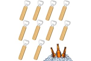 Idota 10pcs Abridores de Cerveza de Madera, Abridor de Botellas de Madera Natural Abridor de Cerveza de Acero Inoxidable Abrebotellas de Madera Personalizado Regalo para Padre/Abuelo/Novio/Marido