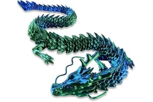 Novaease 3D Printed Dragon, Large Dragon Animal Articulated Crystal Dragon Fidget, 3D Print for Kid Teen Boy Girls