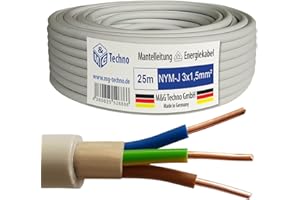 M&G Techno 25m NYM-J 3x1,5 mm² Mantelleitung Feuchtraumkabel Elektrokabel Kupfer Made in Germany