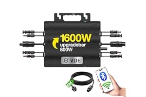 BLZLDD 1600W Wechselrichter, Solar Mikrowechselrichter mit WLAN & Bluetooth, App-Fernüberwachung, IP67 Wasserdicht Wechselrichter, mit 5 m AC-Kabel für Balkonkraftw