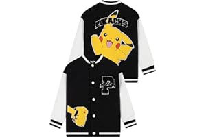 POKÉMON Pokemon Boys Jacket, Pikachu Varsity Jacket, Pikachu Boys Bomber Jackets, Ages 5 To 13 Years