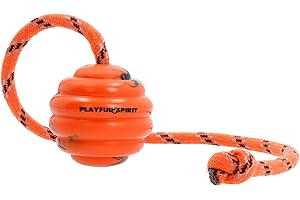 PlayfulSpirit Durable Natural Rubber Ball on a Rope - Perfect Dog Training, Exercise and Reward Tool - Medium Size Dog Toy for Fetch, Catch, Throw and Tug War Plays – Happy Playtime Guaranteed
