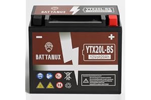 Battanux YTX20L-BS Batterie et Batterie de Moto, Scellée SLA/AGM 12V20Ah Batterie pour VTT/UTV/Motoneige/Moto sans Entretien & Installation sans Outils