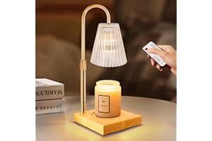 OKYUK Candle Warmer Lamp, Remote Control, Latest Upgraded Candle Lamp Warmer with 2-4-8H Timing, 4-Level Dimming, Height Adjustable, 2 Bulbs for Home Decor Christmas Gifts for Mom (Clear Timer)