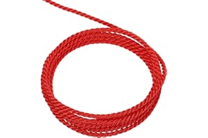 sourcing map Twisted Cord Trim, 5 Yard 2mm 3-Ply Twine Braided Rope Shiny Thread String for Craft Gift Bag Curtain Christmas Decor, Bright Red - 5m