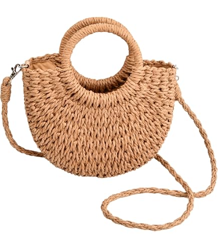 CORIOS Borsa a Mano in Tela Borse a Spalla Donna Alta Capacità Borsa Spiaggia Bohemien Borse Tote Casuale Borse a Tracolla con Nappe per Viaggio Vacanza Uso Quotidiano Beige