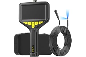 ILIHOME Dual Lens Endoscope Camera with Light, 16.5ft Cable Digital Borescope with 4.3'' IPS Screen, Inspection Camera 1080P Lens with 8 Adjust LED Lights, IP67 Waterproof Scope Camera for Swer