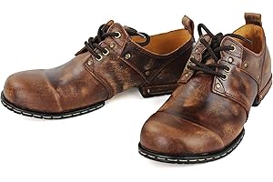 OSSTONE Stivali da moto per uomo Woody Browm Caviglia camminare moda Lace-Up Pelle Chukka Stivali Uomo Scarpa Casual OS-6015-1-C-R