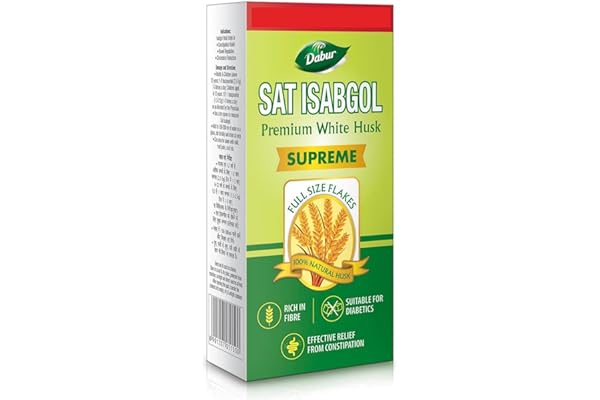 Dabur Sat Isabgol (Psyllium Husk) - 180g Rich in Fiber Provides Effective Relief from Constipation & Bloating Promotes Bowel Health Non-Habit Forming 100% Ayurvedic