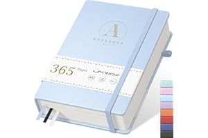 Umriox Lined Notebook,365 Pages A5 Thick Journal 100gsm No Bleed Paper, Hardcover Leather Journal for Women Men Work School Writing,14.5 x 21cm-Light Blue