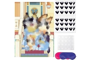 Amazluck Pin the Nose Party Game, Party Games for Kids Comes With 24 stickers Posters and Eye Masks Kids Party Games Suitable for Cartoon Theme Birthday Parties Christmas and Halloween Party