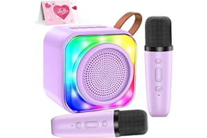 MicQutr Regalo Niña 3-12 Años, Karaoke 2 Micrófonos Inalámbricos, Microfono Karaoke Infantil Juguetes Altavoz Bluetooth Portátil con Luces LED - Regalo Navidad para Niñas y Niños Cantar (Verde)