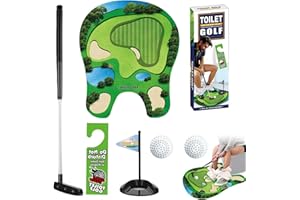 CUVZORA Coffret cadeau de golf pour la maison avec mini clubs de golf rétractables, tapis de putting et 2 mini balles de golf, jeu de toilettes pour adultes et enfants