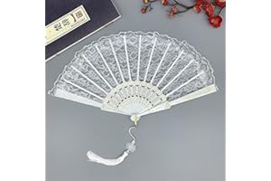 DUORIES Abanico de mano de encaje, abanico para boda, vintage, plegable, abanico victoriano español para enfriar en verano, bodas, día de nacimiento, fiestas, Halloween, carnaval, carnaval, bailar, color