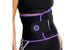 ActiveGear Waist Trainer for Women & Men - Sweat Band Waist Trimmer Belt for a Toned Look - Reinforced Trim and Hook & Loop Closure (Purple Hem, Medium: 8” x 42”)