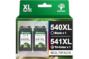 GREENSKY 540XL 541XL Multipack Kompatybilny z Canon 540 541 XL dla Canon Pixma MG3650s MG3650 MG3600 TS5150 TS5151 TS5100 MX375 MX475 MX535 540 Czarny 541 Kolorowy