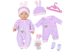 CARREUTY Chusta dla lalek, ubranka dla lalek o średnicy 12-18 cali, 6 królików, ubranka dla lalek, kapelusze, skarpetki, wieszak na ubrania dla lalek, 30-43 cm, nowe ubrania dla lalek