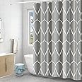 GERUIKE Grey Shower Curtain 180 x 200 cm - Weighted Shower Curtains Mould Proof Resistant, Machine Washable Bath Curtains with 12 Shower Curtain Rings, Polyester Fabric Bathroom Curtains, Mixed Grey