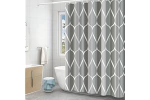 GERUIKE Tenda Doccia Antimuffa Extra Lunga 240x200 cm, Tende Doccia con Pesi e Anelli, Tenda Vasca da Bagno Poliestere Tessuto Lavabile, Impermeabile e Facile da Pulire, Grigio Ombre