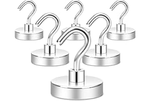 Neosmuk Haczyki magnetyczne, wytrzymałe, silny magnes z haczykiem na rejs, super mocne haczyki przemysłowe do zawieszenia, magnetyczny wieszak na lodówkę, płaszcz, rejs i grill, 6 sztuk