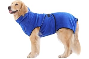 PETTOM Peignoir Chien Super Absorbant, Serviette Chiens Séchage Rapide en Microfibre pour Bain Plage Pluie (Bleu, L)