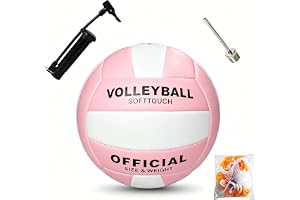AUEJACKY Volleyboll volleybollvolleyboll, volleyboll, mjuk beröring volleyboll, levereras med pump, luftnål, nätväska. (gul kornig struktur, blå och