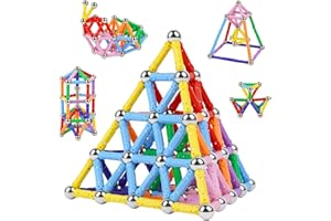 AUAUY 144 magnetyczne klocki, puzzle 3D, zabawki budowlane, magnesy konstrukcyjne, klocki magnetyczne, zabawki edukacyjne, pałeczki magnetyczne, zestaw STEM, dla dzieci i dorosłych