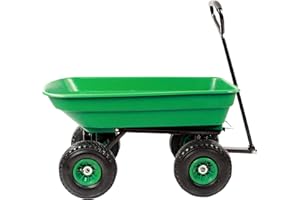 JHONSORR GERMANY DESIGN Carrello da giardino, Carretto da Giardino con Rimorchio a Spinta in Metallo Inossidabile con 4 Ruote Portata 180Kg 88x49x19 cm