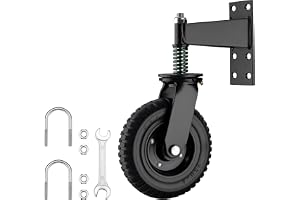 Wiltec Stödhjul till grind upp till 275 kg grindhjul med 360° rotation, gummihjul och pulverbelagt stål skjutbar port porthju