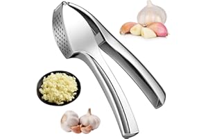 HUTVD Knoblauchpresse, Edelstahl Garlic Press, Knoblauch Crusher Küchenhelfer, Pressen Sie Knoblauch & Ingwer Mühelos, Premium Knoblauchwolf für Küche und Zuhause, Leicht zu Reinigen & Strapazierfähig