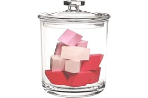 Youngever 900ML Clear Plastic Apothecary Jar, Bathroom Jar, Plastic Qtip Holder