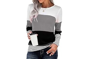SMENG Pull Hiver Femme Sweat à Capuche Rayé Sweat-Shirt Pull Patchwork Casual Manche Longue Haut
