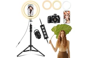 Randaco 10 Zoll Ringlicht mit Stativ, Professionelles Dimmbare LED-Ringlicht, Höhenverstellbar, Einstellbarer Farbtemperatur, Bluetooth-Steuerbar, für YouTube, TikTok, Make-up