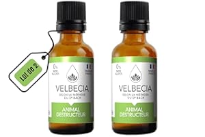 Velbecia® - Fleurs du Dr Bach Animal destructeur 30ml +1 OFFERT - SANS ALCOOL - Pour que votre animal garde son sang froid surtout lorsqu'il reste seul