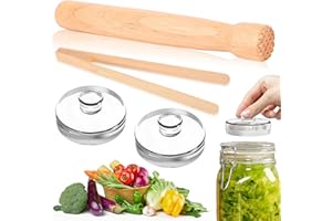 peiyee Kit Accessoires de Fermentation, avec Pilon, Pince et Poids (⌀7 cm), Accessoires de Fermentation de Haute Qualité pour Nne Fermentation Idéale de la Choucroute, du Kimchi, etc (2 Poids)