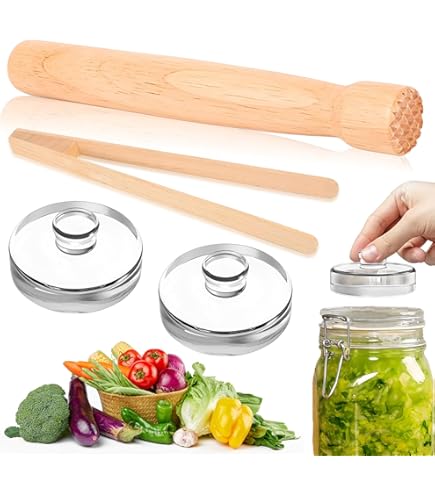 Plastia fermentatiekoppen voor zorgeloze gisting - gemakkelijk te hanteren gistdeksel - fermentatiegewichten voor groenten, zuurkool, kimchi, komkommers, plastic fermentatiebeugel, 4 stuks