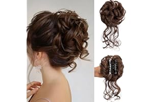 YSDQS HAIR Claw Clip Messy Bun Hair Piece Tousled Updo Hair Buns Extension Elastic Hair Band Hair Pieces Curly Scrunchie For Women (8#)