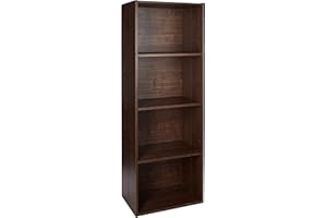 Iris Ohyama, Armario con 4 estantes / Contenedor de madera con estantes / Librería / Mueble lateral, Facilidad de montaje, Modular, Diseño, Oficina, Casa - Basic Storage Shelf - CX-4 - Marrón