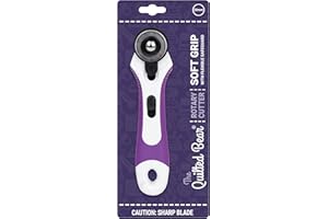 THE QUILTED BEAR Quilted Bear Rotary Cutter - Ergonomic Soft Grip, Sharp Cutting Blade, and Easy Blade Change System (28mm)