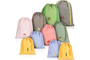 Annhao Sac Imperméable avec Cordon, 10 Pcs Sac à Cordon Sport Gym, Organisateur de Bagages Imperméable, Pochette Rechange Enfant, Sac Linge Sale Enfant, Sacs de Rangement Voyage pour Enfants Adultes