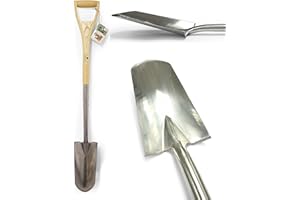 GREENMAN GARDEN TOOLS Greenman Stainless Steel Planters Rabbiting Spade for Trees Shrubs Fence Posts Ash YD Strong Handle 11" Head for Small Precise Holes