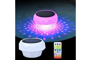 Brillistep Floating Solar Pool Lights with Remote Control, Waterproof IP68 Solar Powered RGB Pool Lights