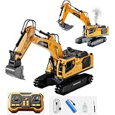Uzaktan Kumandalı 1:18 Metal Ekskavat&ouml;r, Sarı RC İş Makinesi, Duman Efektli, 360&deg; D&ouml;nebilen, Şarjlı Işıklı Sesli Oyuncak