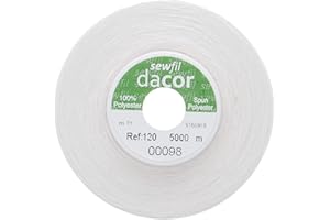 Sewfil dacor 120 - Cono de hilo de coser poliéster de 5.000 metros 0098 - Blanco roto