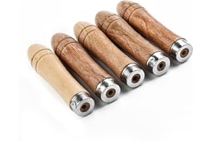 HpLive 5 pezzi Lima manico per lima in legno con anello di sicurezza in metallo per lime e grattugie, manutenzione utensili da falegname, lunghezza 90 mm, per file da 4 a 6 pollici di tutte le forme
