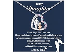 D Dongjiangjin Gift Daughter Love You Forever Heart Pendant Necklace from Dad, Christmas Valentine Birthday Gifts for Teen Girls Women
