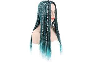 Karlery Damski długi warkocz, niebiesko-czarna peruka mieszana na Halloween, cosplay, kostium anime, peruka na imprezę