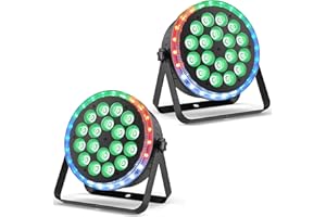 Starlitflow 2PCS 108W Par LED RGBW avec RGB 24 LED Anneau Lumineux, Lumiere de Scene D MX avec Activation Sonore et 255 Effets, Eclairage Disco pour Fêtes Spectacles Scènes Noël Halloween
