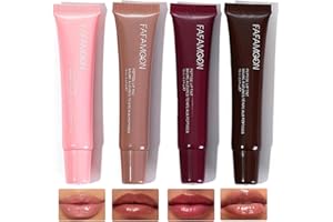 BEKOEEN 4 Colori Lucidalabbra Idratanti Set, Lip Gloss Lucido Rimpolpante, Glossy Plumping Lip Butter Balm, Olio per Labbra Rimpolpante Colorato Trasparente Lucido Lip Glow Oil Lip Care